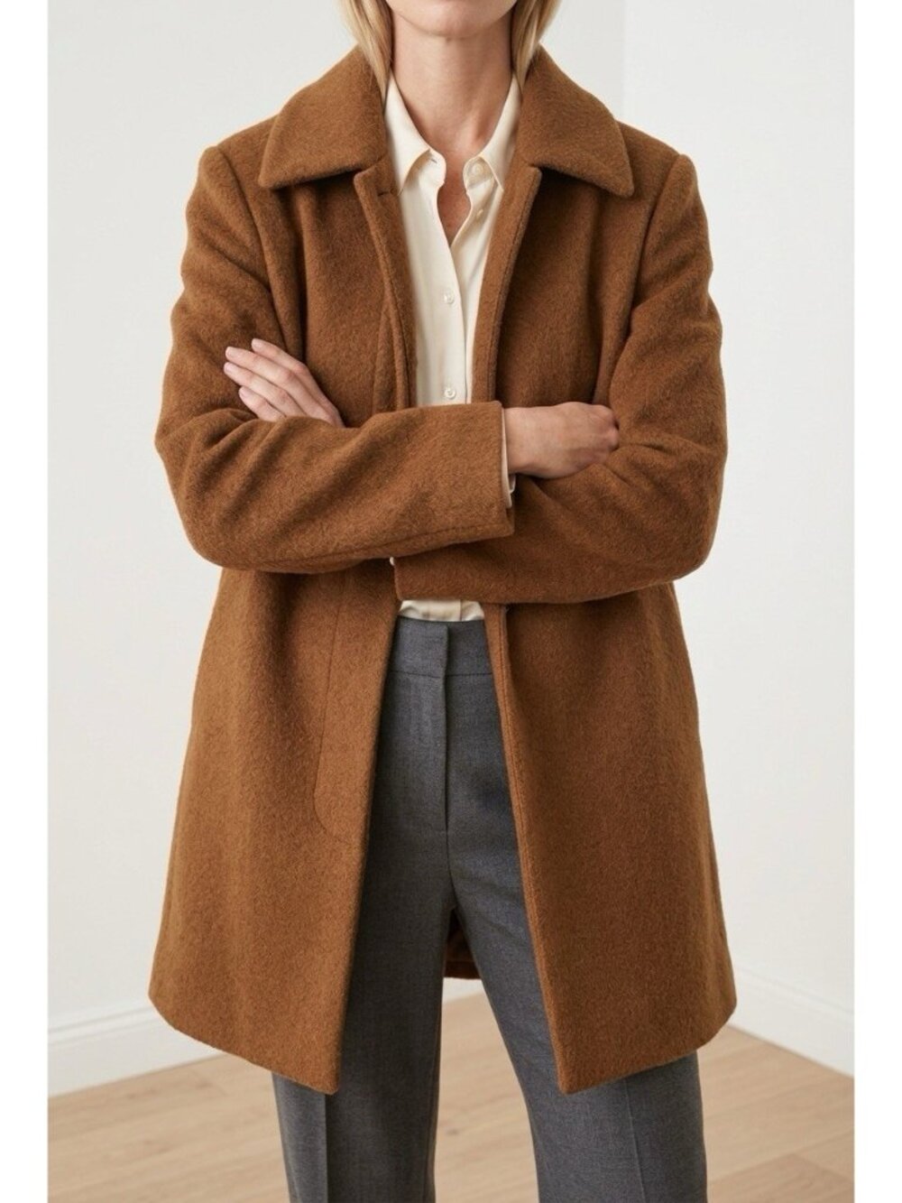 SOUTHLAND Made in Peru‎ Alpaca Wool Brown Lining Blazer